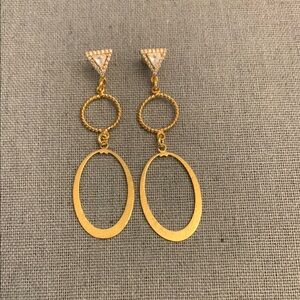 Elegant Gold Dangle Earrings 14K Vermeil